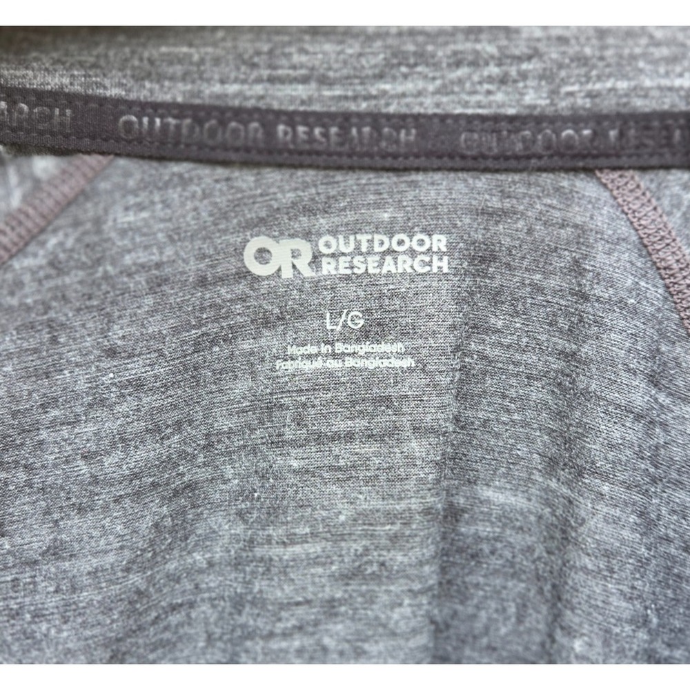 Outdoor Research OR Echo Wool Blend 1/4 Zip Mens L Charcoal Grey Hike Athlethic